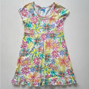 Vtg 90s Neon Floral Cotton Midi Babydoll Dress / Sz M / FRESH PRODUCE USA
